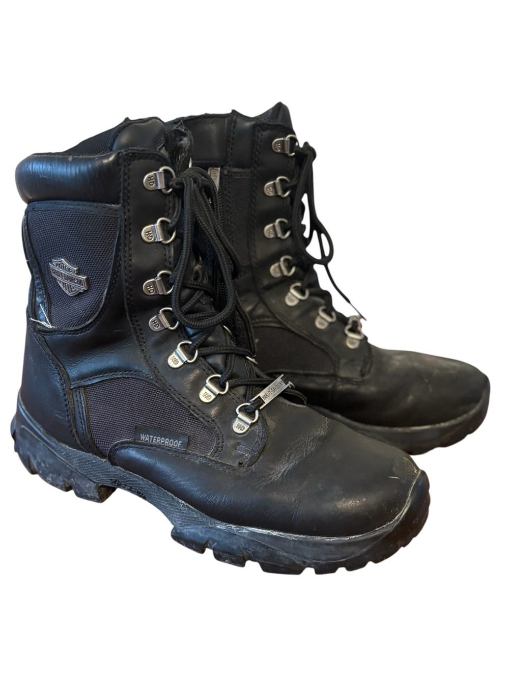 Harley Davidson Hennie Black Leather Waterproof Motorcycle Boots Size 8 EU 39